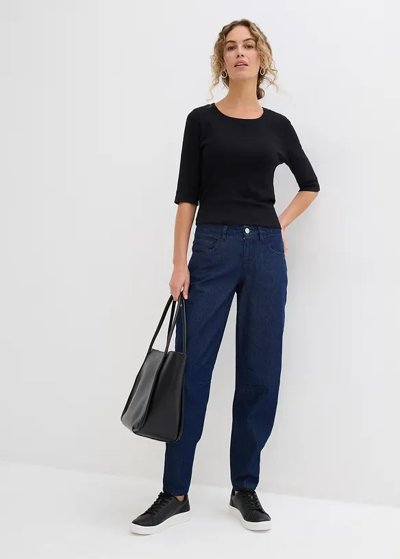 Barrel jeans mid waist, biologisch katoen, bonprix