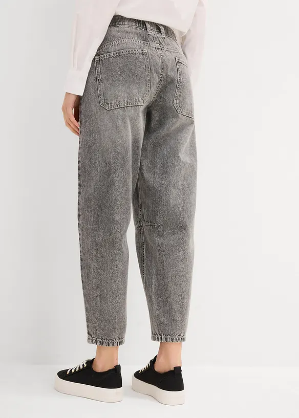 Barrel jeans mid waist, comfortabele tailleband, cropped, bonprix