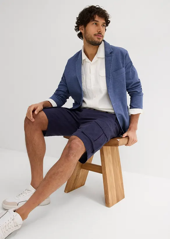 Cargo bermuda met linnen en riem, regular fit, bonprix