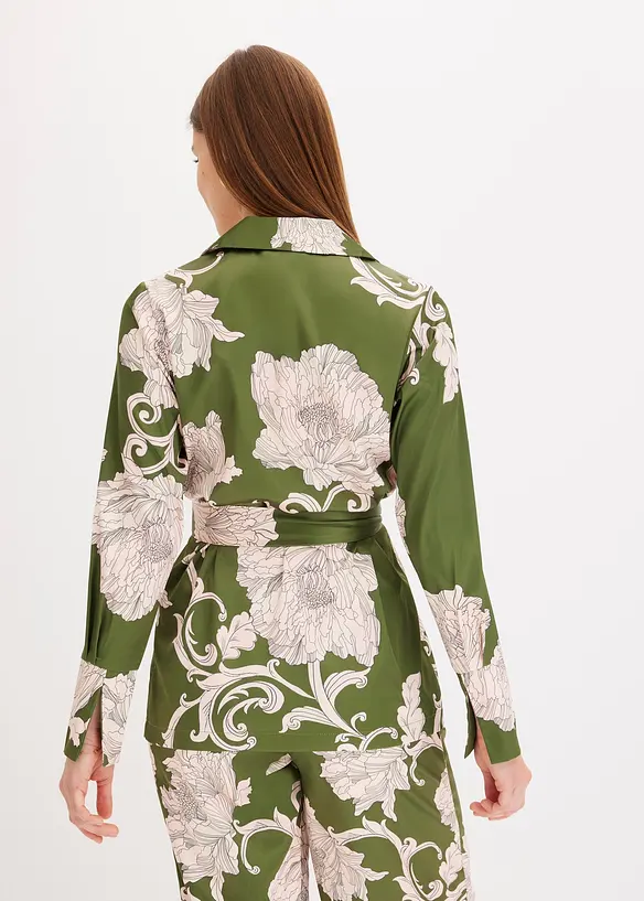 Gedessineerde blouse met satijn, bonprix