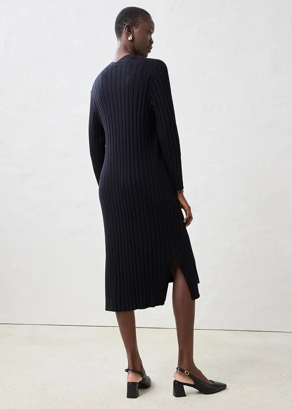 Lang gebreid vest met zijde, bonprix