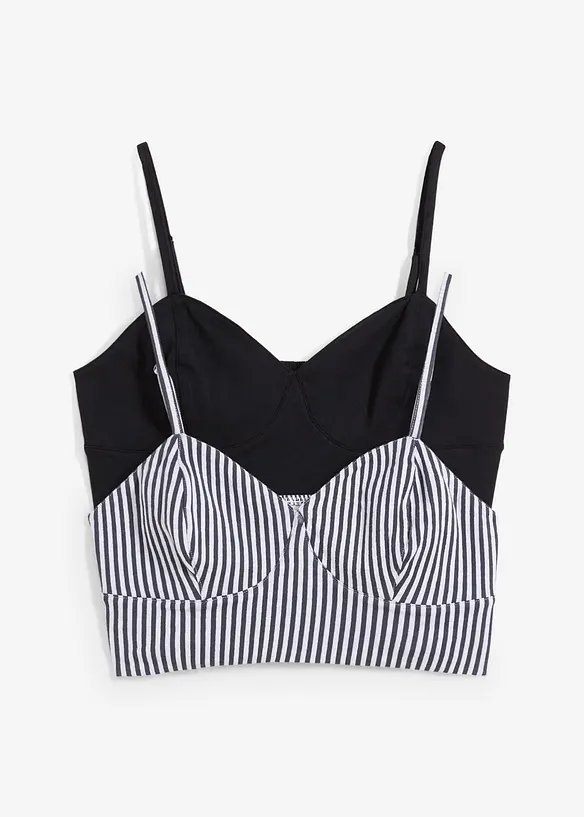 Cropped top van puur biologisch katoen ( 2-dlg. dubbelpak set), bonprix
