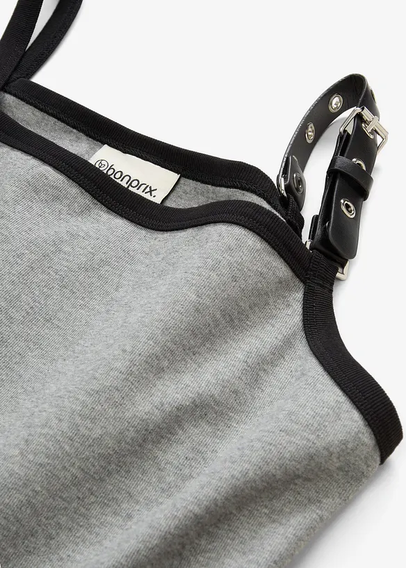 Jurk met bandjes en contrasterende zoom, bonprix