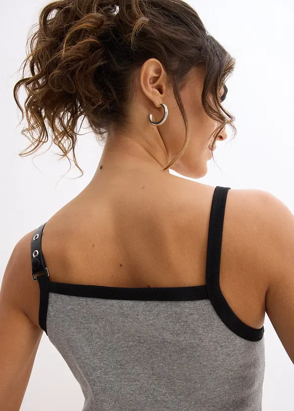 Jurk met bandjes en contrasterende zoom, bonprix