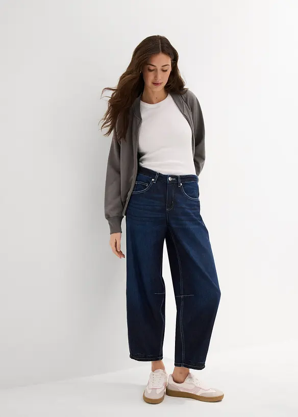Balloon jeans mid waist, super soft, cropped, bonprix