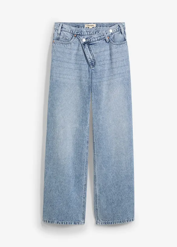 Wide leg jeans, mid waist, low stretch, bonprix