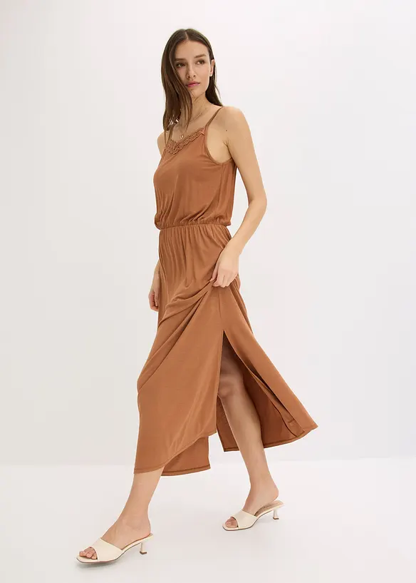 Jersey jurk met kant, bonprix
