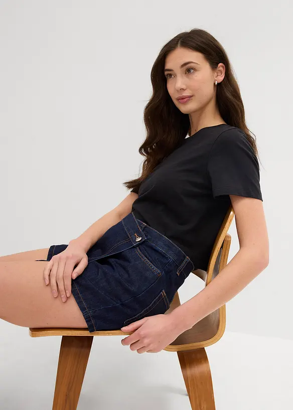 Spijker broekrok in wikkellook, mid waist, bonprix