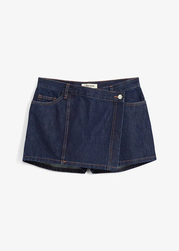 Spijker broekrok in wikkellook, mid waist, bonprix
