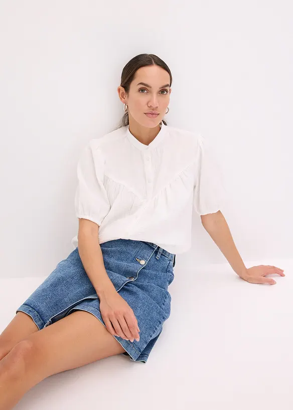 Mousseline blouse met korte mouwen, bonprix