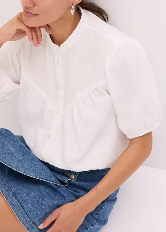 Mousseline blouse met korte mouwen, bonprix