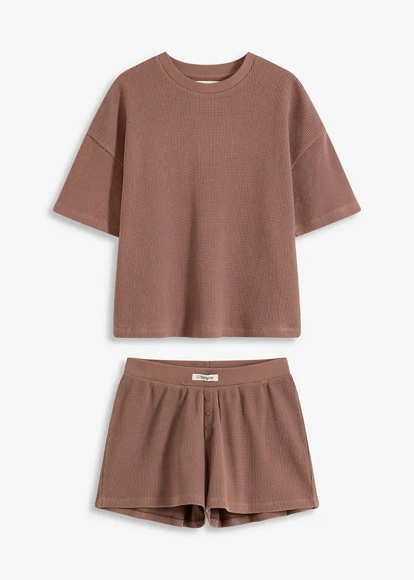 Loungewear shorty huispak van wafeljersey, bonprix
