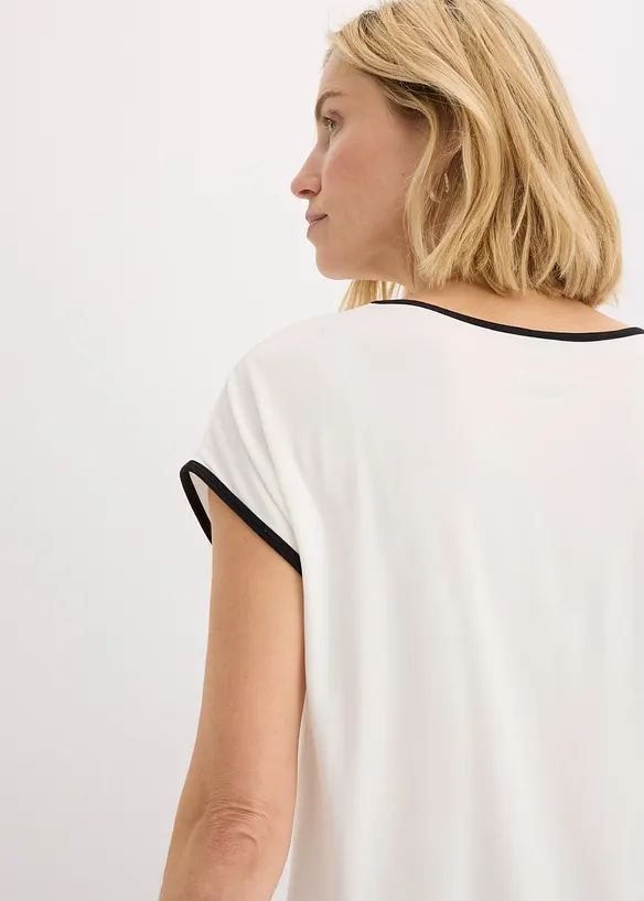 Shirt met opvallende print en biezen in een contrastkleur, bonprix