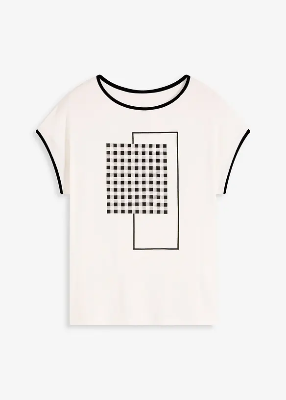 Shirt met opvallende print en biezen in een contrastkleur, bonprix