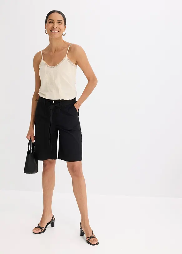 Twill short met ceintuur, bonprix
