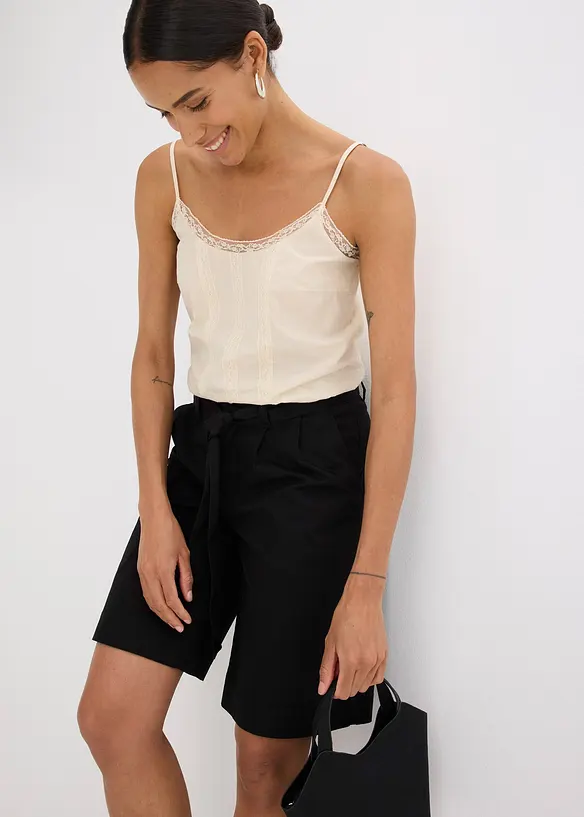 Twill short met ceintuur, bonprix