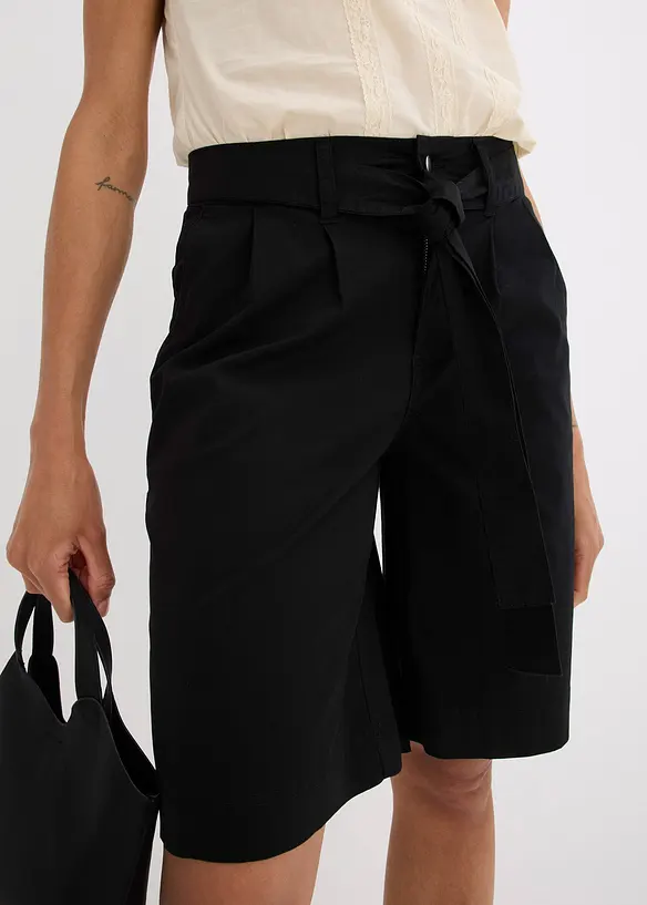 Twill short met ceintuur, bonprix