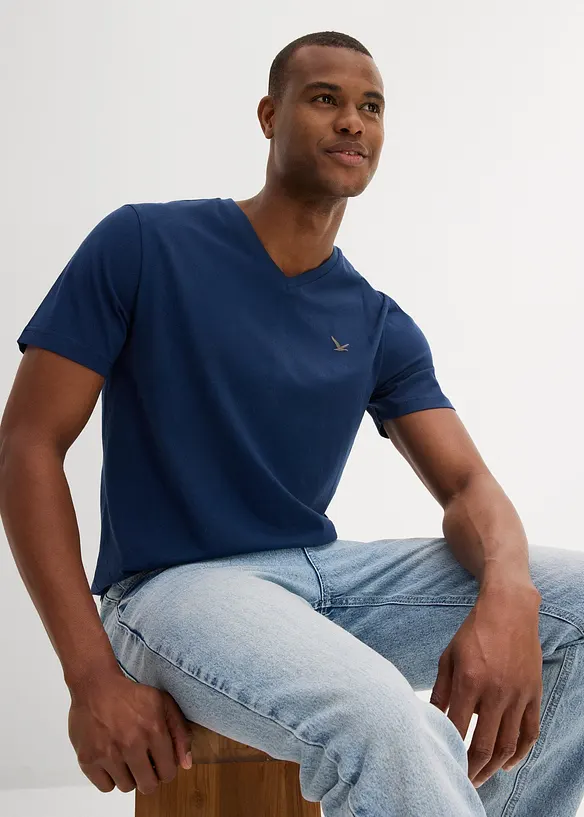 T-shirt met V-hals van biologisch katoen (set van 2), bonprix