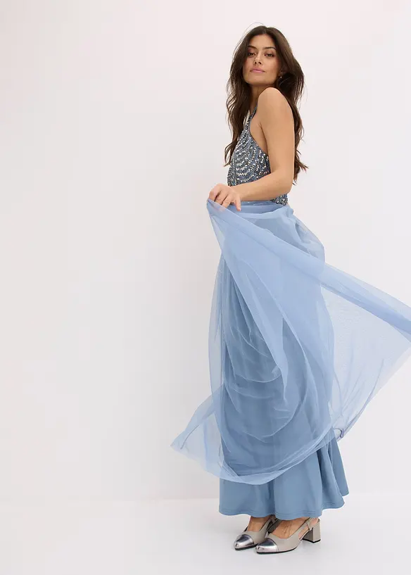 Maxi jurk met geborduurde pailletten, bonprix