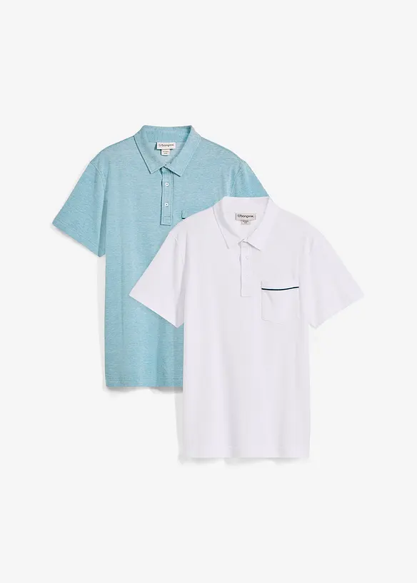 Piqué poloshirt van puur katoen (set van 2), bonprix