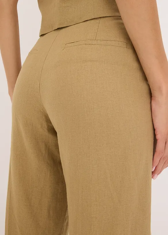 High waist bandplooibroek met linnen, bonprix