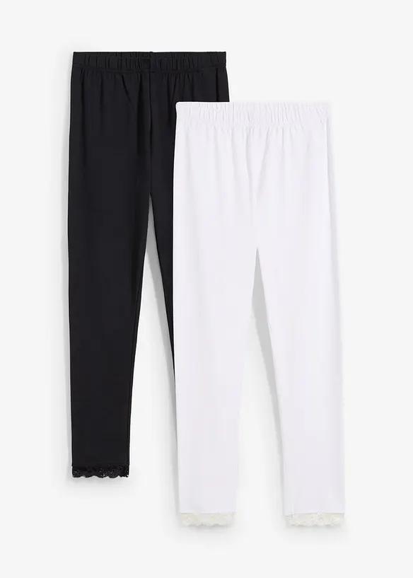 Legging met kanten zoom (set van 2), bonprix