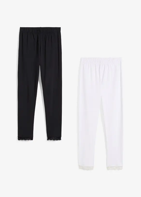 Legging met kanten zoom (set van 2), bonprix