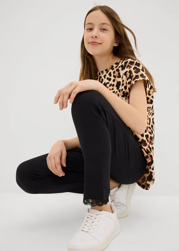 Legging met kanten zoom (set van 2), bonprix