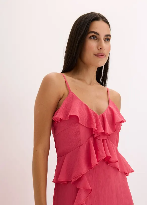 Midi jurk van chiffon met volants, bonprix