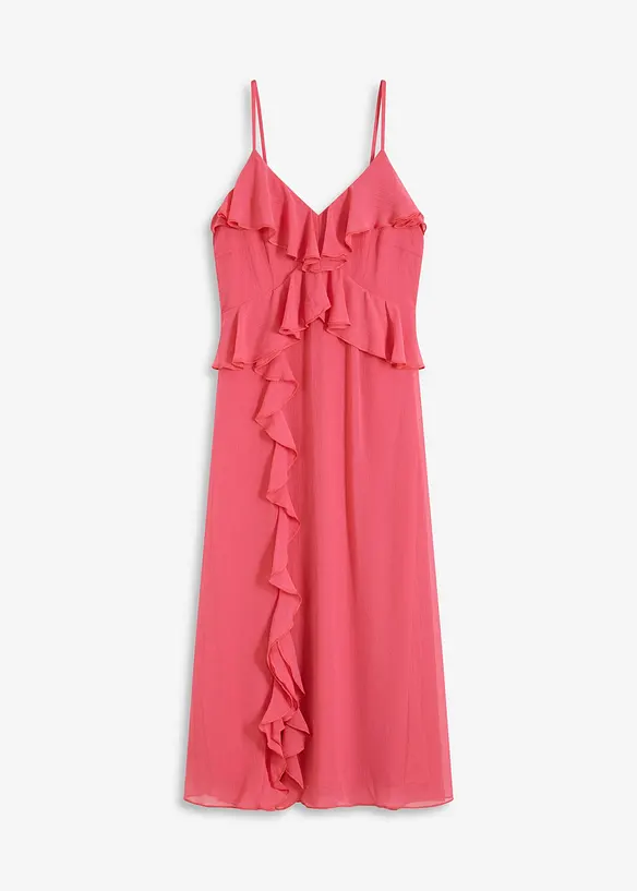 Midi jurk van chiffon met volants, bonprix
