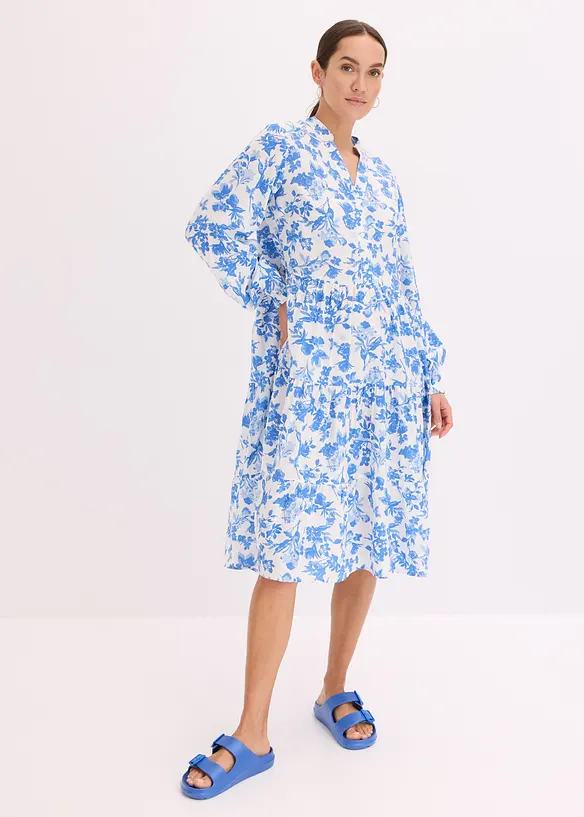 Jurk met Henley kraag van soepele viscose, bonprix