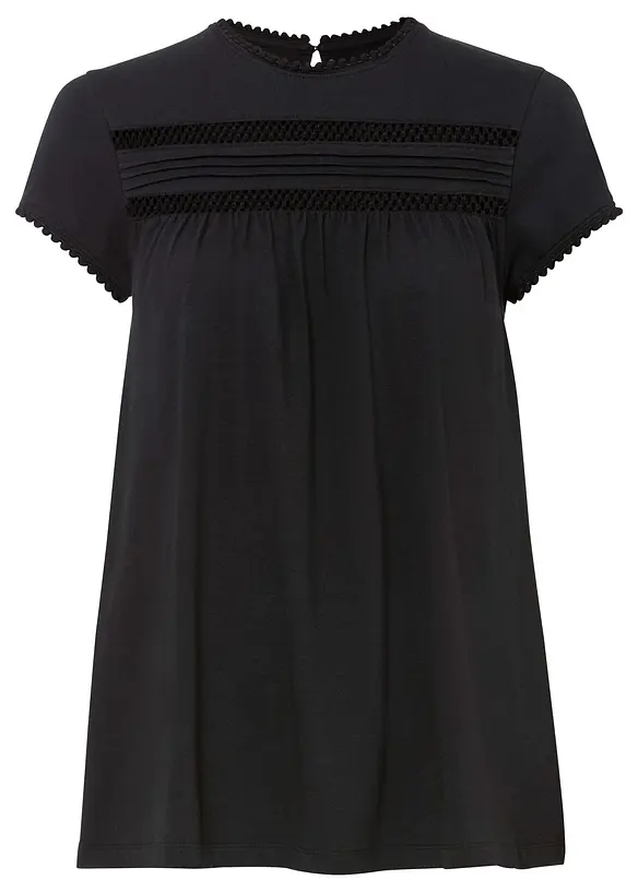 Katoenen shirt met kant, bonprix