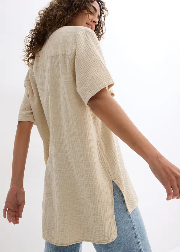 Lange mousseline overhemdblouse, bonprix