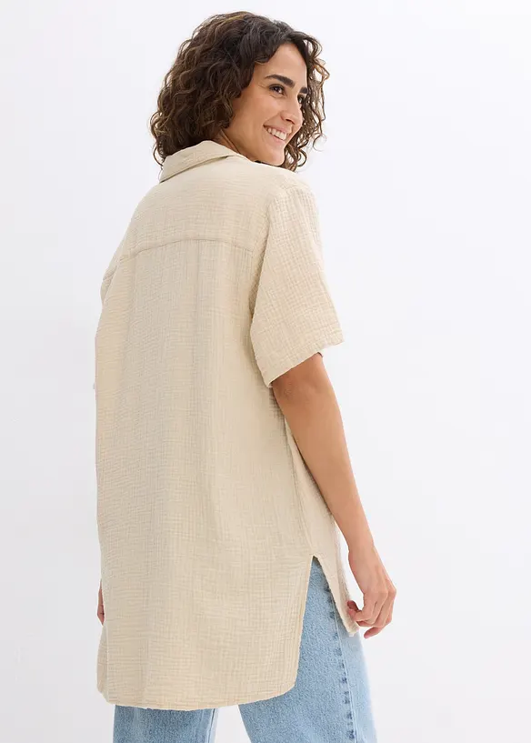 Lange mousseline overhemdblouse, bonprix