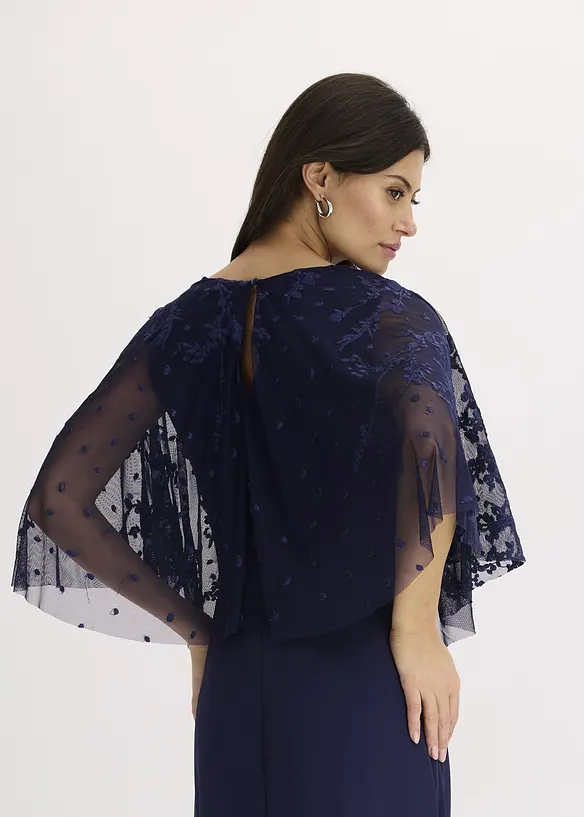 Maxi chiffon jurk met bloemenborduursel, bonprix
