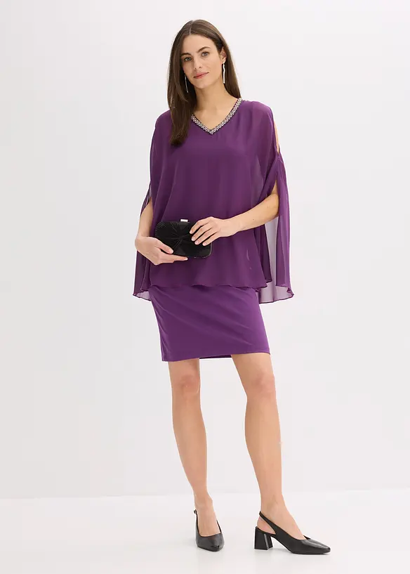 Jurk van chiffon met strass, bonprix