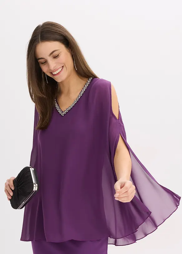 Jurk van chiffon met strass, bonprix