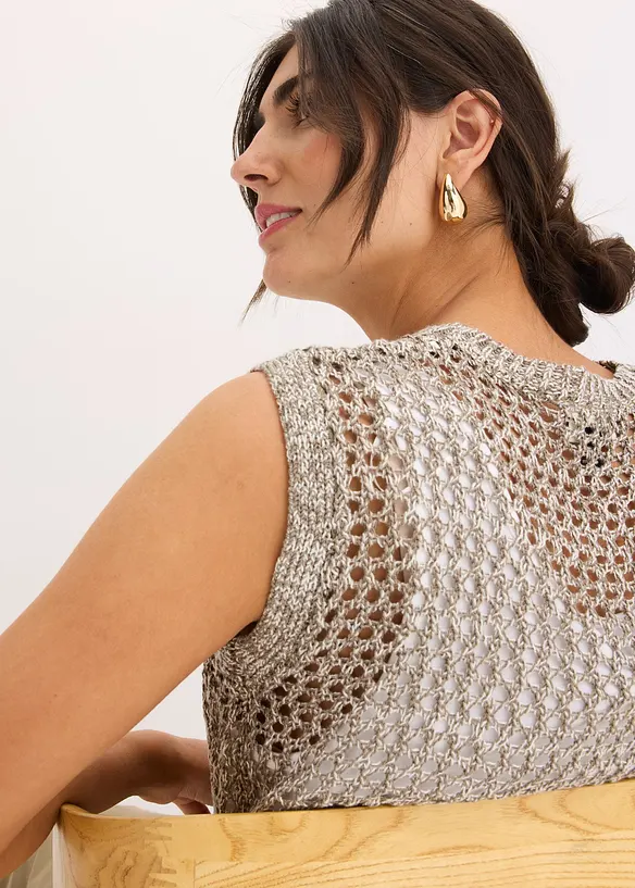 Ajour top met effectgaren, bonprix
