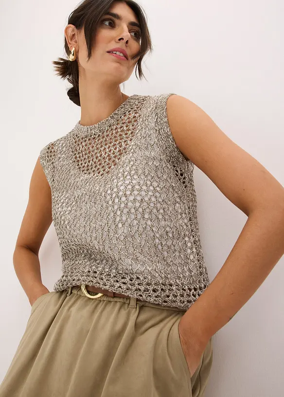 Ajour top met effectgaren, bonprix