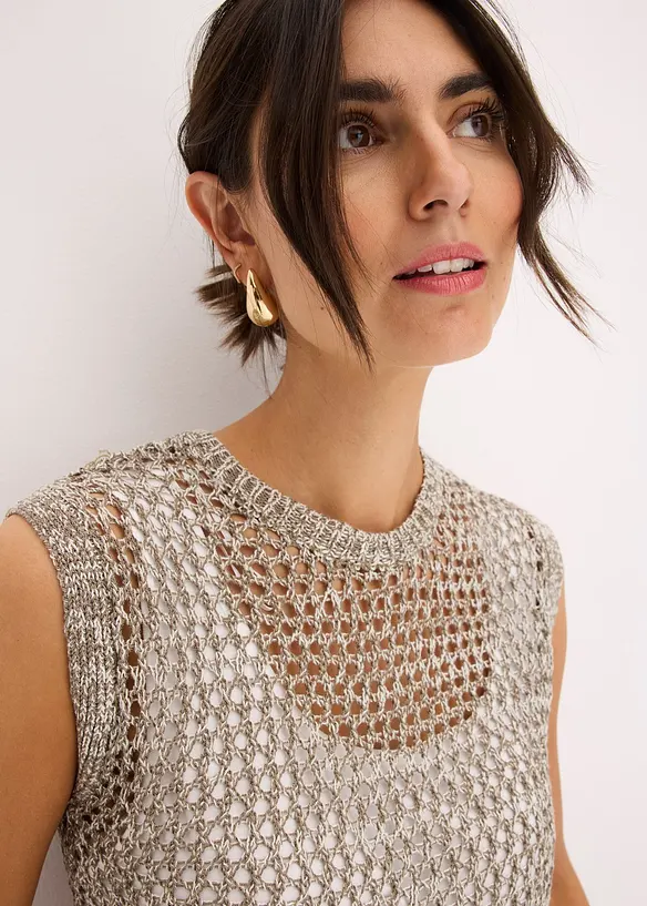 Ajour top met effectgaren, bonprix