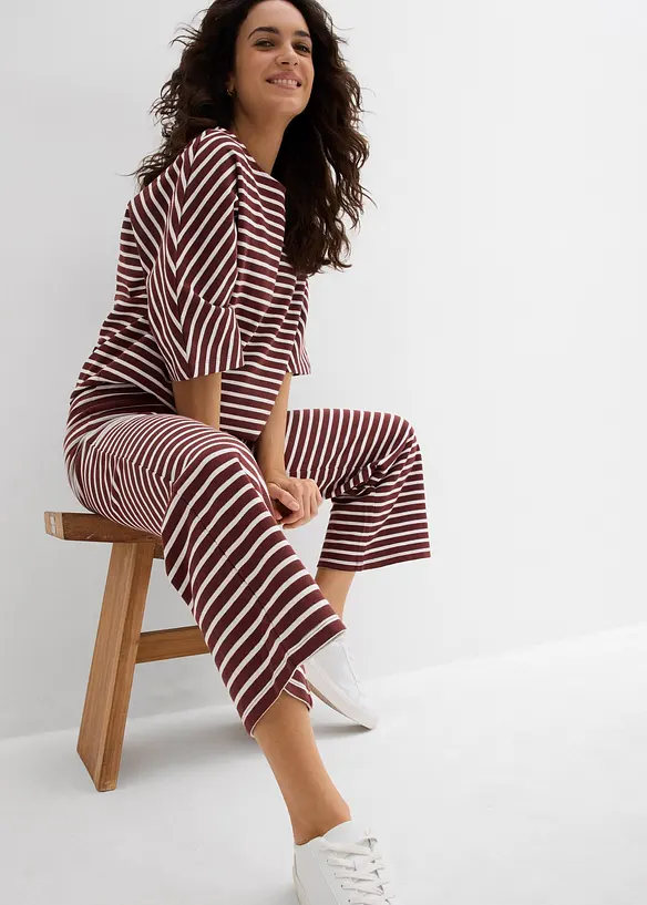 Jersey broek van gestructureerd katoen, bonprix
