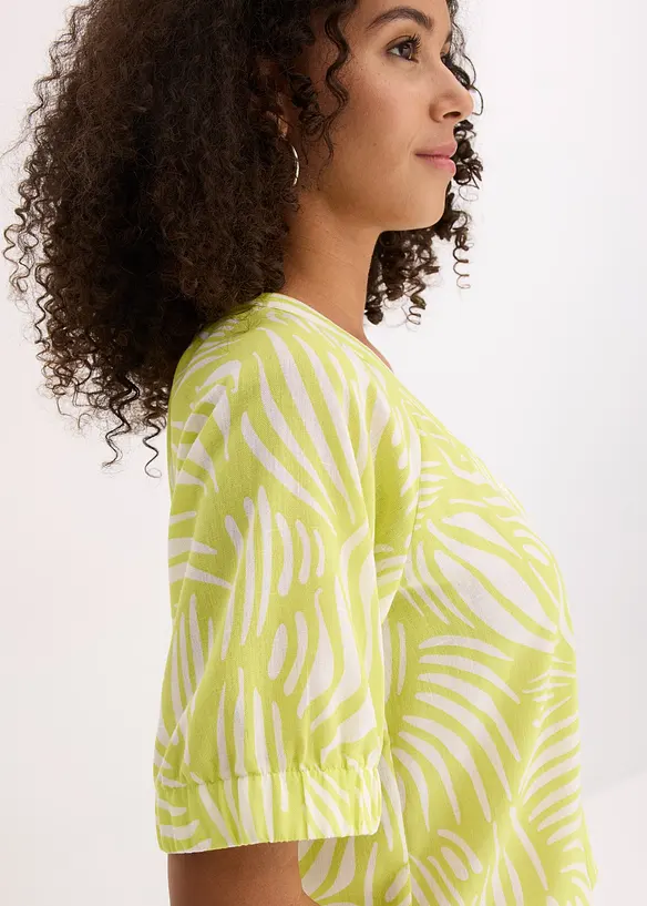Blouse met korte mouwen in linnenlook, bonprix