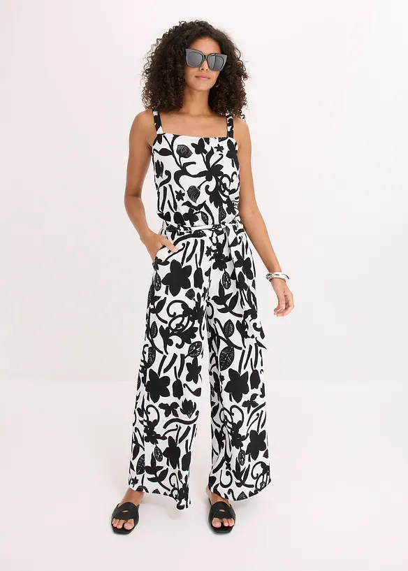 Gedessineerde jumpsuit van gestructureerde jersey, bonprix