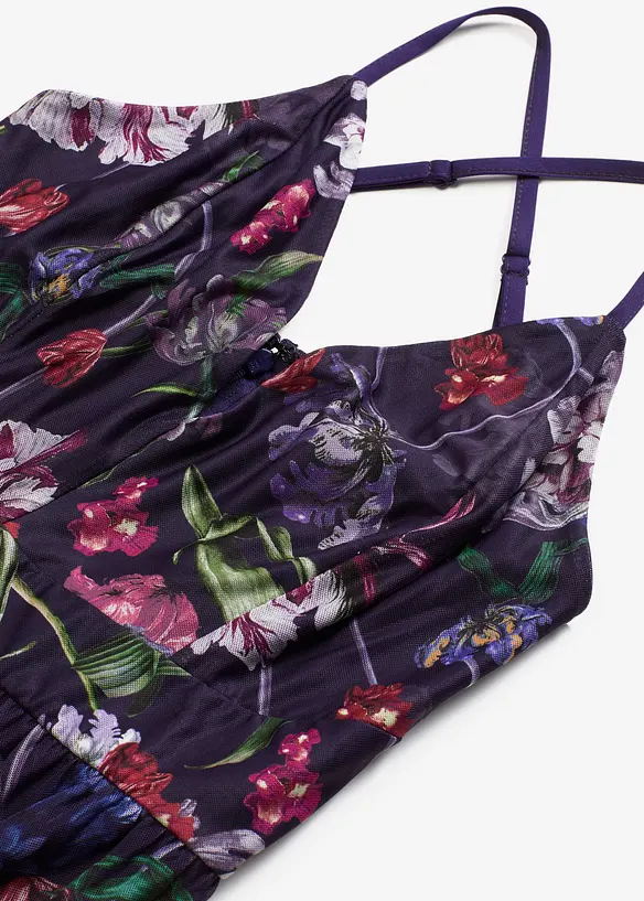 Maxi jurk van fijne tule met bandjes, bonprix