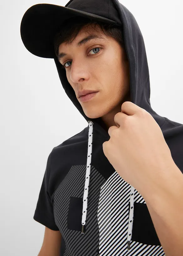 T-shirt met capuchon van dikke stof, bonprix