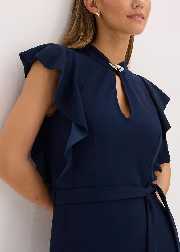 Kokerjurk met accessoire als sluiting bij de hals, bonprix