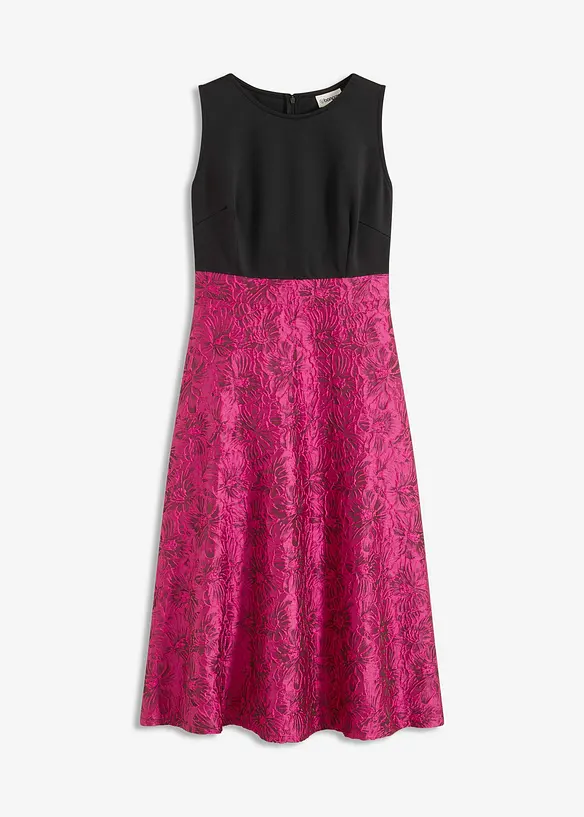 Midi jurk met rok van glanzend jacquard, bonprix