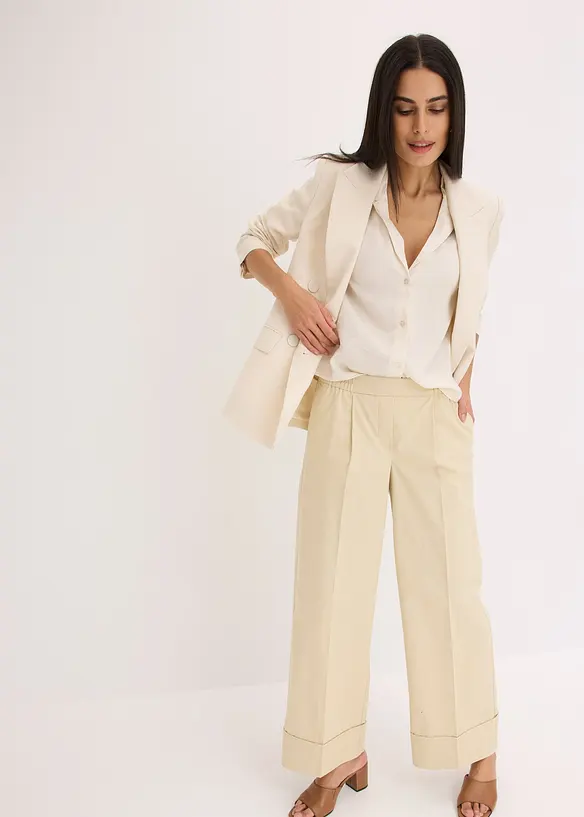 Blouse met reverskraag van satijn, bonprix