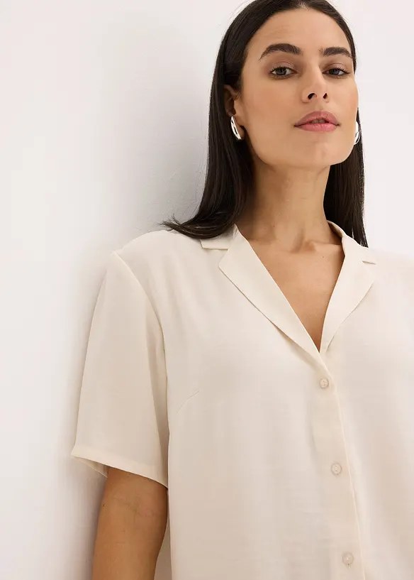 Blouse met reverskraag van satijn, bonprix
