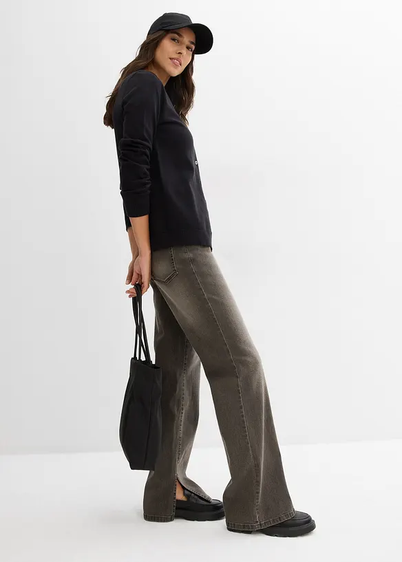 Gebreid vest met ronde hals, bonprix